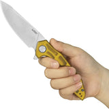 Kubey Nova Linerlock Ultem KU117N - Satin 3.63in Sandvik 14C28N Drop Point Blade Ultem Handle Extended Tang by Kubey