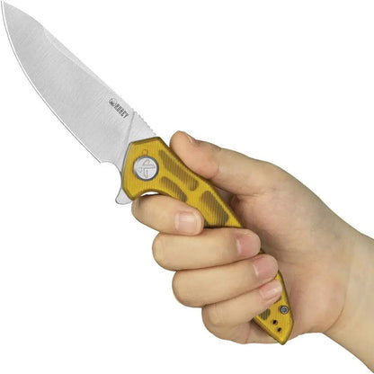 Kubey Nova Linerlock Ultem KU117N - Satin 3.63in Sandvik 14C28N Drop Point Blade Ultem Handle Extended Tang by Kubey
