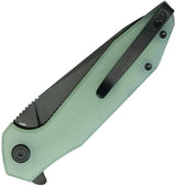 Kubey Nova Linerlock Black Jade KU117O - Black Wash Drop Point Blade With Jade G10 Handle And Extended Tang by Kubey