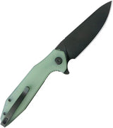 Kubey Nova Linerlock Black Jade KU117O - Black Wash Drop Point Blade With Jade G10 Handle And Extended Tang by Kubey