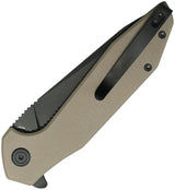 Kubey Nova Linerlock - 14C28N Sandvik Stainless Drop Point Blade With BlackWash Finish And Beige G10 Handle by Kubey