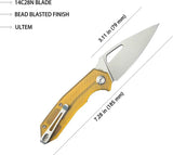 Kubey Coeus Linerlock Ultem KU122S - Stonewash 14C28N Blade With Ultem Handle For Lightweight Strength by Kubey