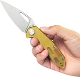 Kubey Coeus Linerlock Ultem KU122S - Stonewash 14C28N Blade With Ultem Handle For Lightweight Strength by Kubey