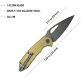 Kubey Coeus Linerlock Ultem KU122T - Ultem Handle With 14C28N Sandvik Steel Blade Black Stonewash by Kubey