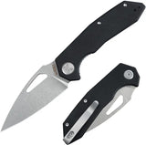 Kubey Coeus Linerlock Knife Black KU122U - Stonewashed 14C28N Sandvik Stainless Blade With G10 Handle by Kubey
