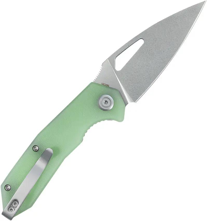 Kubey Coeus Linerlock Jade KU122V - Jade G10 Handle, 3.13in Blade, Sandvik 14C28N Stainless, Pocket Clip, Thumb Pull by Kubey