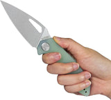 Kubey Coeus Linerlock Jade KU122V - Jade G10 Handle, 3.13in Blade, Sandvik 14C28N Stainless, Pocket Clip, Thumb Pull by Kubey