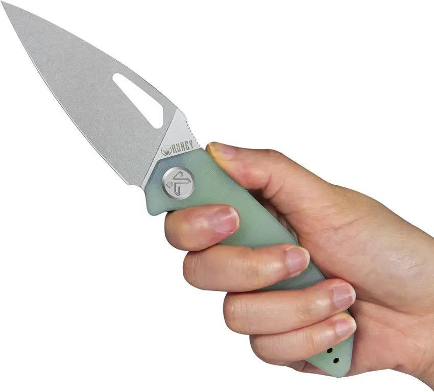 Kubey Coeus Linerlock Jade KU122V - Jade G10 Handle, 3.13in Blade, Sandvik 14C28N Stainless, Pocket Clip, Thumb Pull by Kubey