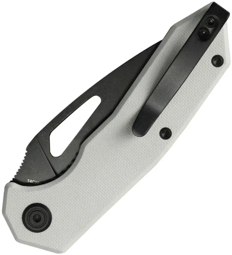 Kubey Coeus Linerlock - White G10 Handle BlackWash 14C28N Sandvik Blade KU122Z Pocket Clip by Kubey