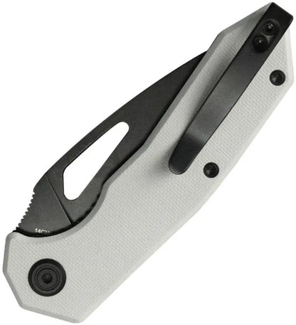 Kubey Coeus Linerlock - White G10 Handle BlackWash 14C28N Sandvik Blade KU122Z Pocket Clip by Kubey
