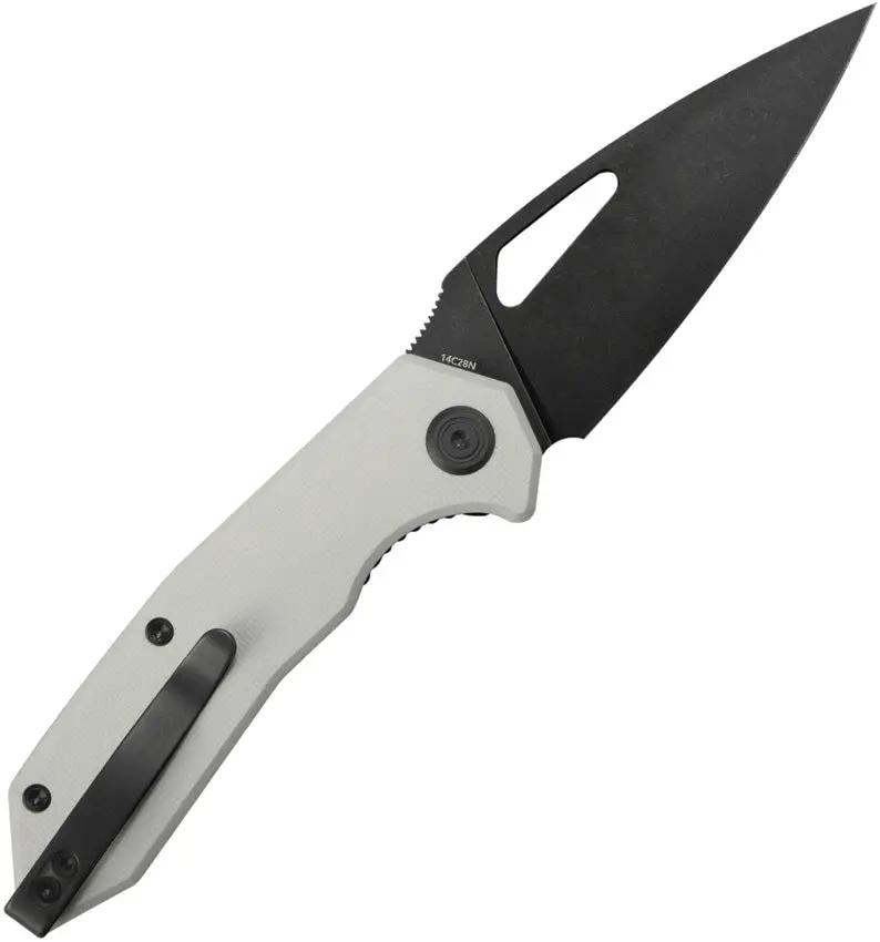 Kubey Coeus Linerlock - White G10 Handle BlackWash 14C28N Sandvik Blade KU122Z Pocket Clip by Kubey