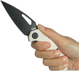 Kubey Coeus Linerlock - White G10 Handle BlackWash 14C28N Sandvik Blade KU122Z Pocket Clip by Kubey