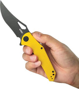 Kubey Phemius Linerlock Yellow KU149E - 14C28N Sandvik Stainless Blade Yellow G10 Handle Extended Tang by Kubey