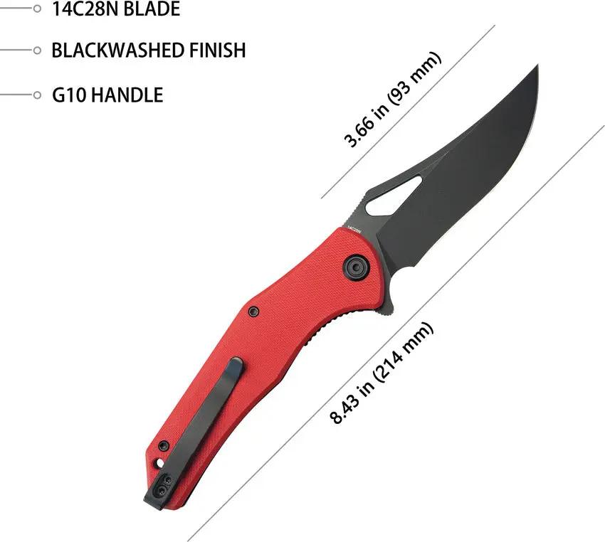 Kubey Phemius Linerlock Red KU149F Red G10 Handle With 14C28N Sandvik Blade And Extended Tang by Kubey
