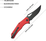 Kubey Phemius Linerlock Red KU149F Red G10 Handle With 14C28N Sandvik Blade And Extended Tang by Kubey