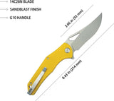 Kubey Phemius Linerlock - Yellow G10 Handle And 14C28N Sandvik Stainless Blade With Extended Tang by Kubey
