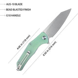 Kubey Flash Linerlock Jade KU158I - D2 Tool Steel Blade With Stonewash Finish And Jade G10 Handle by Kubey