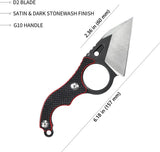 Kubey Hippocam EDC Fixed Blade KU166A - 6.13in Overall, D2 Tool Steel Blade With Stonewash Satin Finish, Full Tang by Kubey