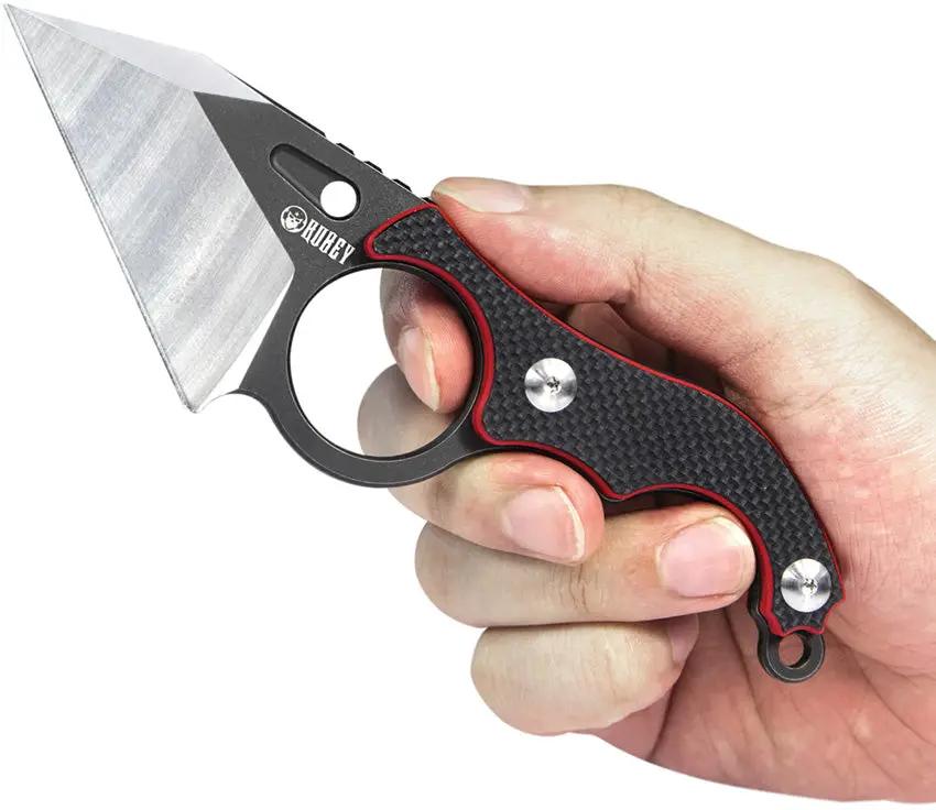 Kubey Hippocam EDC Fixed Blade KU166A - 6.13in Overall, D2 Tool Steel Blade With Stonewash Satin Finish, Full Tang by Kubey
