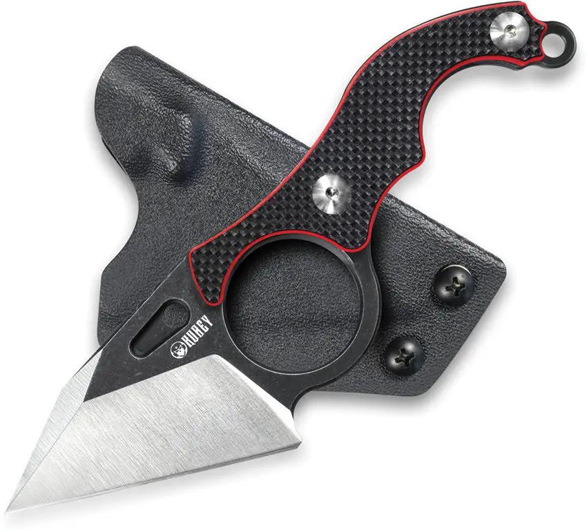 Kubey Hippocam EDC Fixed Blade KU166A - 6.13in Overall, D2 Tool Steel Blade With Stonewash Satin Finish, Full Tang by Kubey