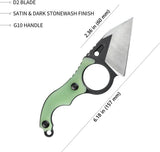 Kubey Hippocam EDC Fixed Blade KU166B - Durable D2 Tool Steel Blade With Jade G10 Handle And Full Tang by Kubey