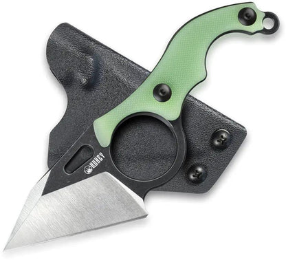 Kubey Hippocam EDC Fixed Blade KU166B - Durable D2 Tool Steel Blade With Jade G10 Handle And Full Tang by Kubey
