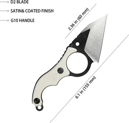 Kubey Hippocam EDC Fixed Blade KU166C - D2 Tool Steel Full Tang With Ivory G10 Handle by Kubey