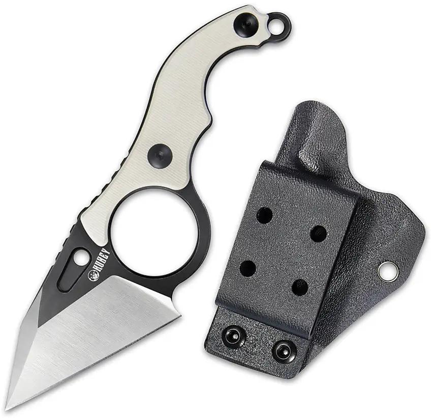 Kubey Hippocam EDC Fixed Blade KU166C - D2 Tool Steel Full Tang With Ivory G10 Handle by Kubey