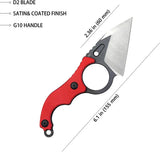 Kubey Hippocam EDC Fixed Blade KU166D - D2 Steel Blade, Red G10 Handle, Full Tang, Kydex Sheath by Kubey