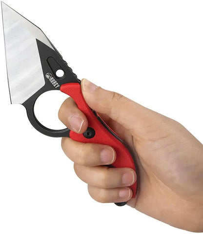 Kubey Hippocam EDC Fixed Blade KU166D - D2 Steel Blade, Red G10 Handle, Full Tang, Kydex Sheath by Kubey