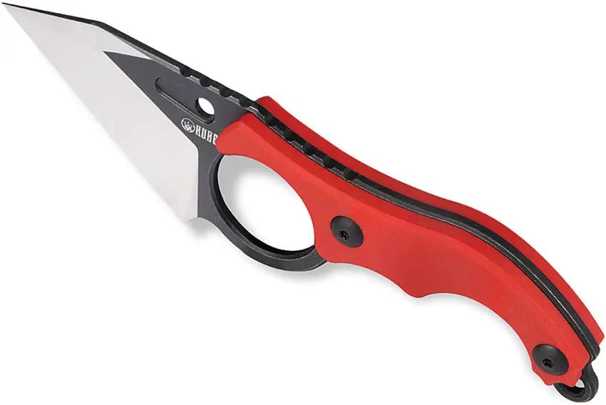 Kubey Hippocam EDC Fixed Blade KU166D - D2 Steel Blade, Red G10 Handle, Full Tang, Kydex Sheath by Kubey
