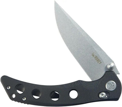 Kubey Hound Crossbar Lock Knife Black KU172A - 4.5 Inch Closed, 3.5 Inch Stonewash 14C28N Blade, Black G10 Handle by Kubey