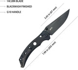Kubey Hound Crossbar Lock Knife KU172B - Black G10 Handle With 14C28N Sandvik Stainless Blade, Stonewash Finish by Kubey