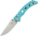 Kubey Hound Crossbar Lock Tiffany KU172C - Tiffany Blue G10 Handle And Sandvik 14C28N Stainless Blade 4.5 Inch Closed by Kubey