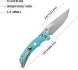 Kubey Hound Crossbar Lock Tiffany KU172C - Tiffany Blue G10 Handle And Sandvik 14C28N Stainless Blade 4.5 Inch Closed by Kubey