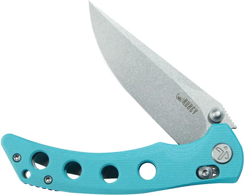 Kubey Hound Crossbar Lock Tiffany KU172C - Tiffany Blue G10 Handle And Sandvik 14C28N Stainless Blade 4.5 Inch Closed by Kubey