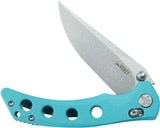 Kubey Hound Crossbar Lock Tiffany KU172C - Tiffany Blue G10 Handle And Sandvik 14C28N Stainless Blade 4.5 Inch Closed by Kubey