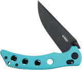Kubey Hound Crossbar Lock Tiffany KU172D - 3.5in Black 14C28N Sandvik Blade, Tiffany Blue G10 Handle, Thumb Stud by Kubey