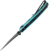 Kubey Hound Crossbar Lock Tiffany KU172D - 3.5in Black 14C28N Sandvik Blade, Tiffany Blue G10 Handle, Thumb Stud by Kubey