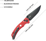 Kubey Hound Crossbar Lock Knife - Red G10 Handle With 3.5 Inch Blade And Thumb Stud by Kubey
