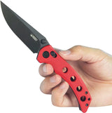 Kubey Hound Crossbar Lock Knife - Red G10 Handle With 3.5 Inch Blade And Thumb Stud by Kubey