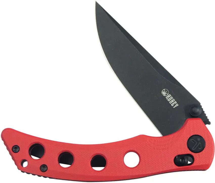 Kubey Hound Crossbar Lock Knife - Red G10 Handle With 3.5 Inch Blade And Thumb Stud by Kubey