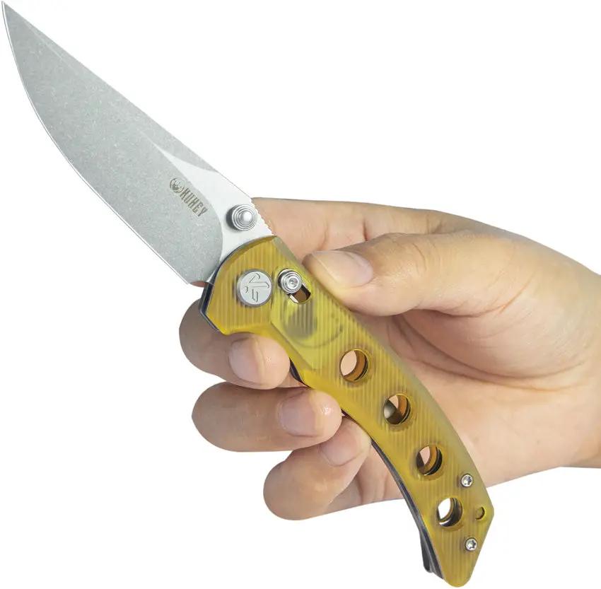 Kubey Hound Crossbar Lock Ultem KU172F - Ultem Handle 14C28N Sandvik Stainless Blade Pocket Clip by Kubey