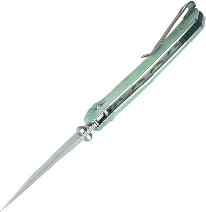 Kubey Hound Crossbar Lock Jade KU172G - Jade G10 Handle With 3.5 Inch Stonewash 14C28N Blade by Kubey