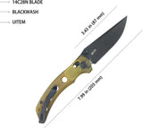 Kubey Hound Crossbar Lock Ultem KU172H - Ultem Handle, 3.5 Inch 14C28N Sandvik Stainless Blade, Black Stonewash by Kubey