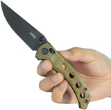 Kubey Hound Crossbar Lock Ultem KU172H - Ultem Handle, 3.5 Inch 14C28N Sandvik Stainless Blade, Black Stonewash by Kubey