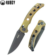 Kubey Hound Crossbar Lock Ultem KU172H - Ultem Handle, 3.5 Inch 14C28N Sandvik Stainless Blade, Black Stonewash by Kubey