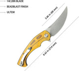 Kubey Scimitar Linerlock Ultem KU173G - 14C28N Sandvik Stainless Blade With Ultem Handle And Extended Tang Pocket Clip by Kubey