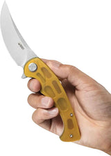 Kubey Scimitar Linerlock Ultem KU173G - 14C28N Sandvik Stainless Blade With Ultem Handle And Extended Tang Pocket Clip by Kubey