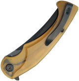 Kubey Scimitar Linerlock Ultem KU173H - Ultem Handle, Extended Tang, 3.5in Black Stonewashed 14C28N Blade by Kubey